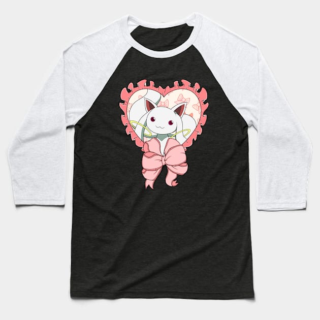Kyubey Magical Girl Baseball T-Shirt by CandyCornSketches